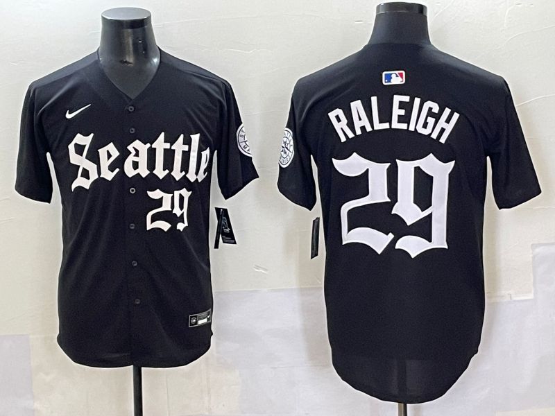 Men 2025 Seattle Mariners #29 Raleigh Black Five generations Joint Name Nike MLB Jersey style 6238